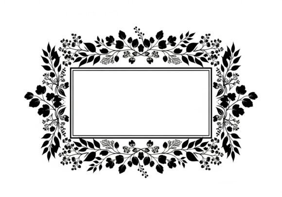Black Floral Frame Rectangular Border: A Versatile Design Asset for Modern Creators
