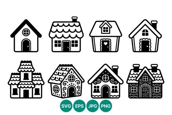 Black White House Icon Vector Set