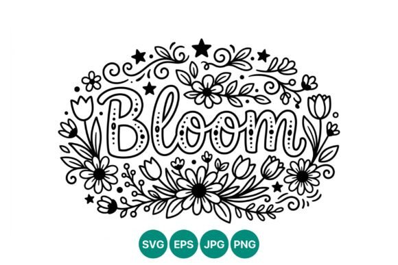 Bloom Floral Text Vector Art: A Design Essential