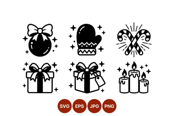 Christmas Bow & Mitten Vector Set
