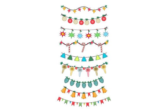 Colorful Christmas Garlands Presenting D
