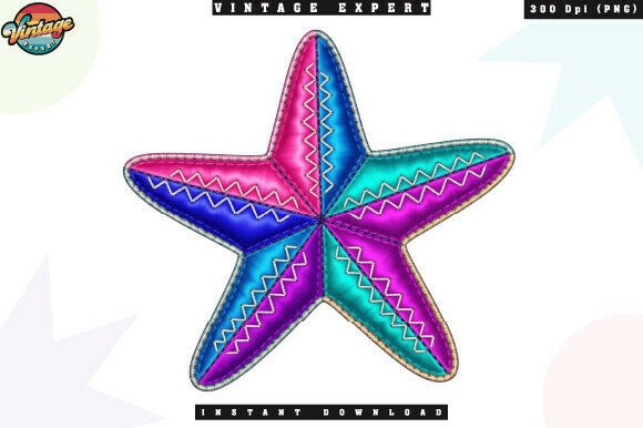 Colorful Starfish Summer Patchwork PNG: Elevating Your Creative Projects with Quilted Charm