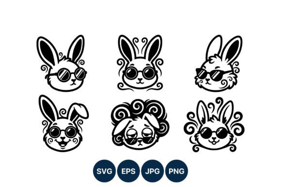 Cool Rabbit Silhouettes with Sunglasses: A Versatile Design Asset for Modern Creators