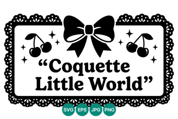 Coquette Little World Black Lace Text: A Study in Modern Vector Aesthetics