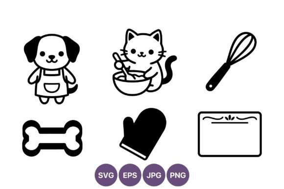 Dog and Cat Cooking Kitchen Utensils Art