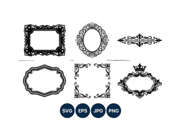 Elevating Design with the Ornamental Frame Set Black Vector Art