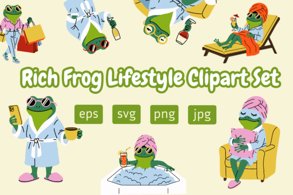 Evaluating the Rich Frog Lifestyle Clipart Set for Creative Projects