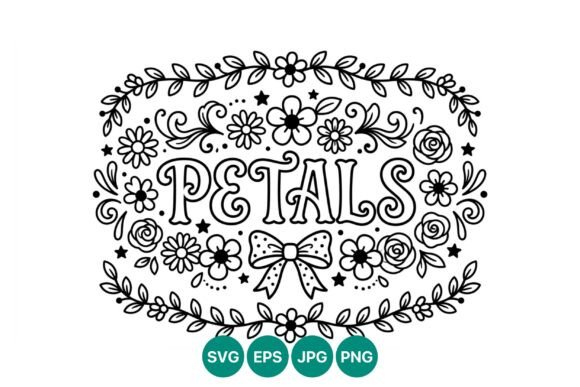 Floral Frame Petals Bow Line Art Design