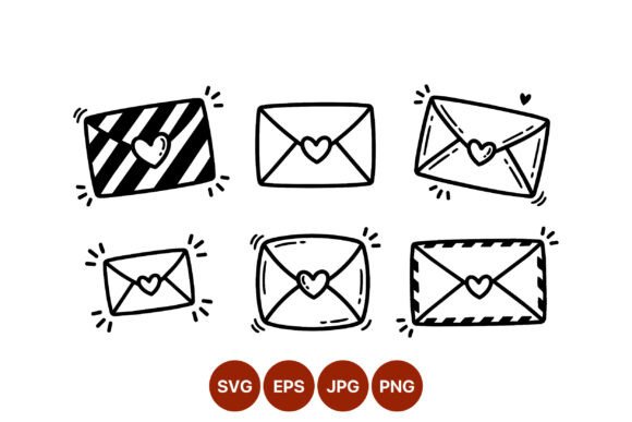 Hand Drawn Love Envelopes Vector Set: Elevating Your Romantic Designs with Simple Line Art