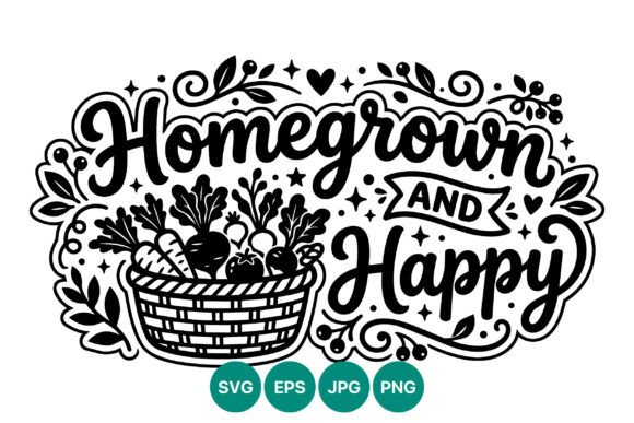 Homegrown and Happy Basket Vector: A Timeless Design for Modern Brands