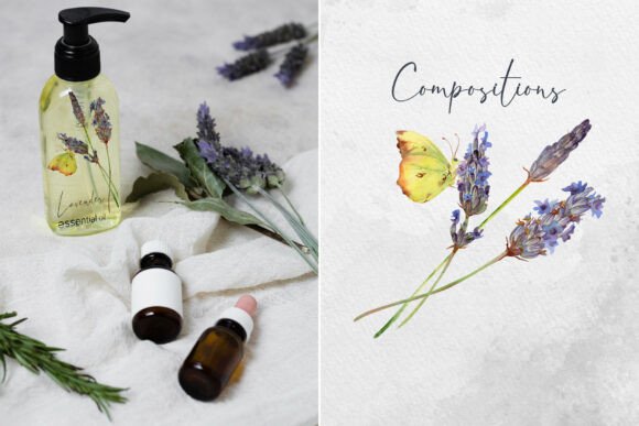 Lavender Hats. Watercolor Compositions: A Practical Resource for Digital Creators
