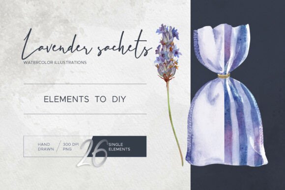 Lavender Sachets Watercolor Elements