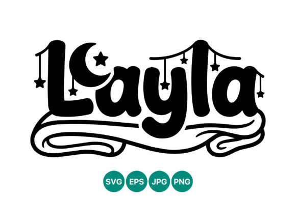 Layla Name Calligraphic Lettering with Celestial Elegance