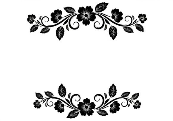Mastering Elegance with Black Floral Border Flowers Leaves for Digital and Print Design