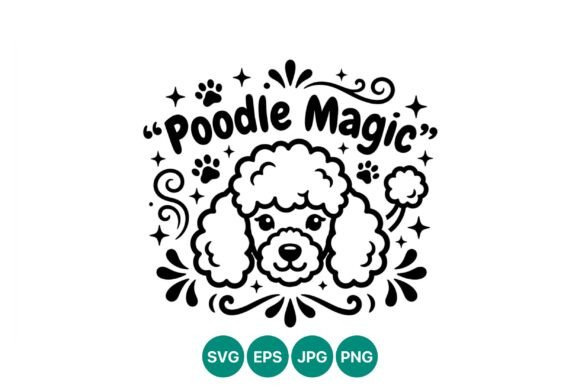 Poodle Magic Dog Face Vector Art