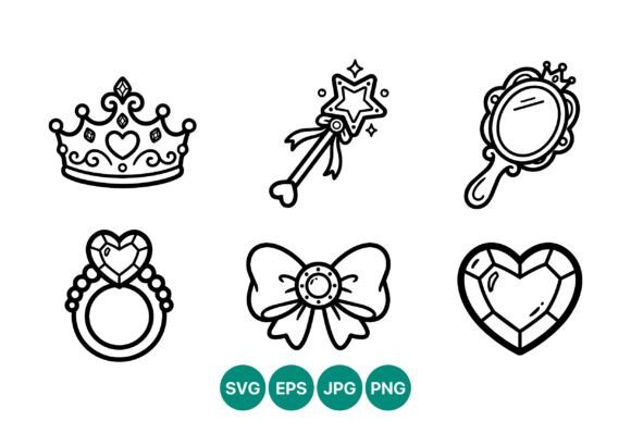 Princess Crown Star Wand Mirror Ring Bow