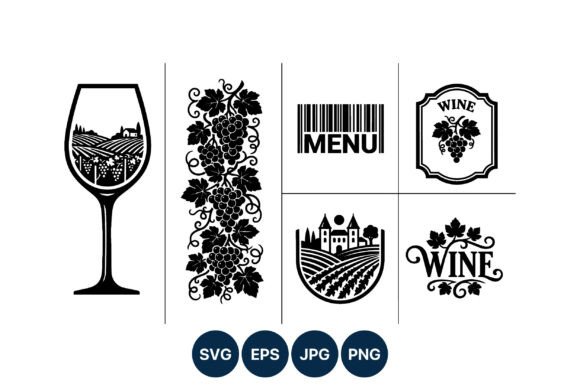 Refining Brand Identity with the Grape Vineyard Wine Glass Barcode Vector