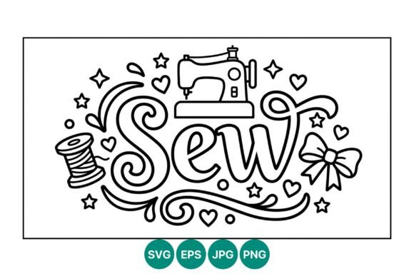 Sew Lettering Line Art with Sewing