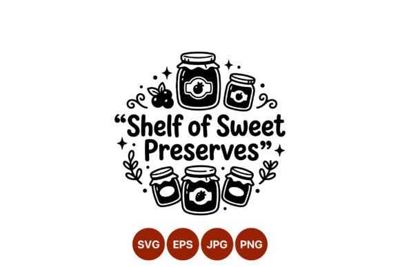 Shelf of Sweet Preserves Jam Jars Art