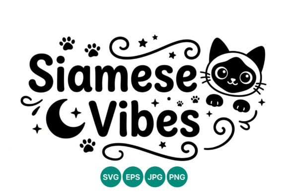 Siamese Vibes Cat Face Vector Art
