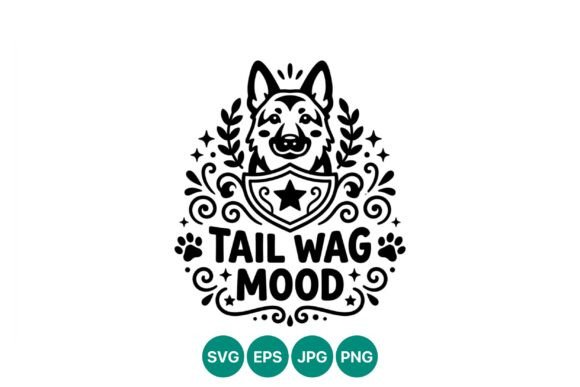 Tail Wag Mood Dog Face Vector Art