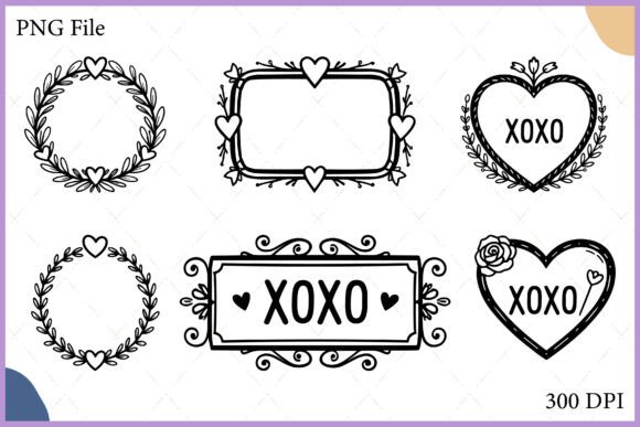 Valentine Floral Heart Frame Clipart Set: Elevating Romantic Design Projects